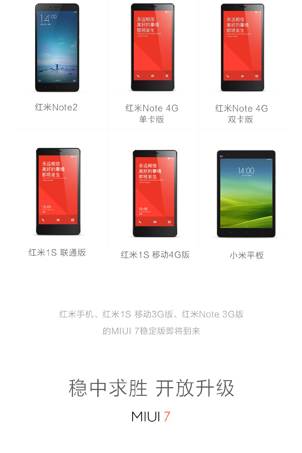 米粉必看：小米公布MIUI 7穩定版升級機型