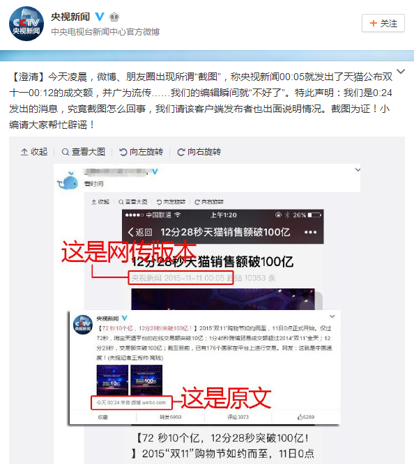 天貓雙11數(shù)據(jù)造假？央視/網(wǎng)易紛紛澄清，你信嗎