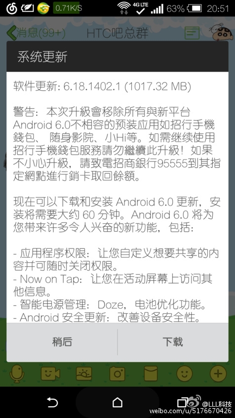 國行HTC One M8獲安卓6.0升級推送