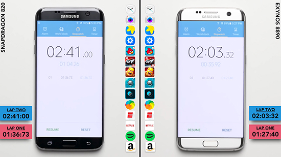 視頻：被秒殺？三星S7 edge驍龍820對決Exynos8890
