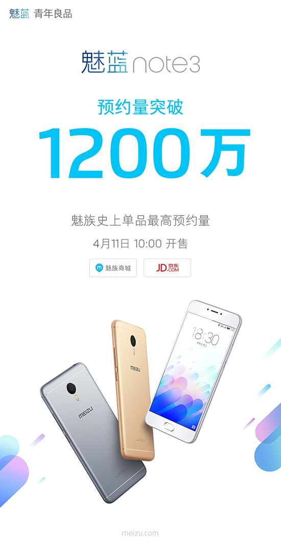 魅藍(lán)note3首銷太火爆 10萬臺現(xiàn)貨瞬間售罄