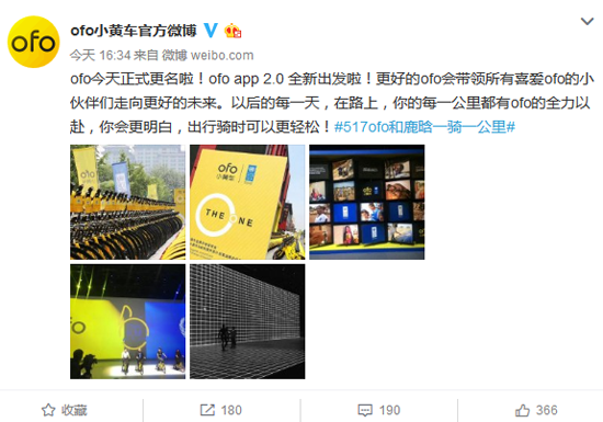 這名字接地氣 ofo正式更名為“ofo小黃車”