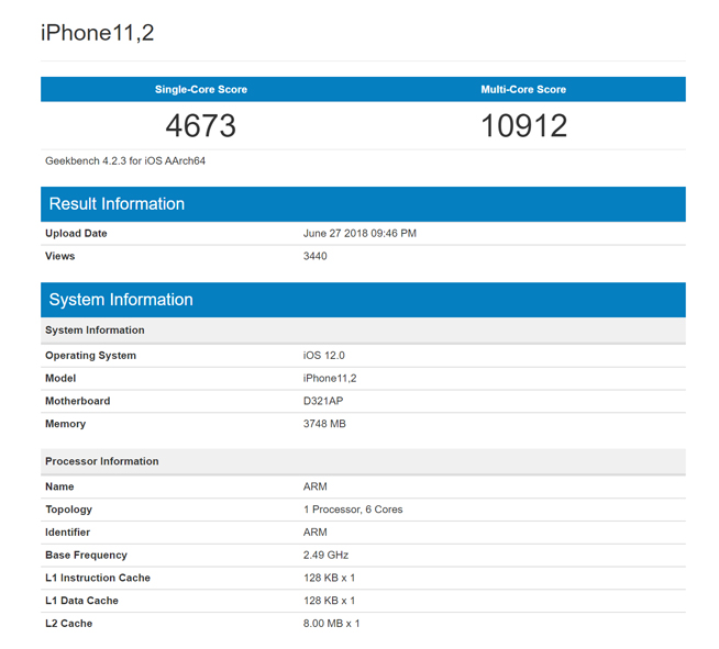 全新iPhone跑分亮相：A12整體提升10% 運存竟走心標配4GB