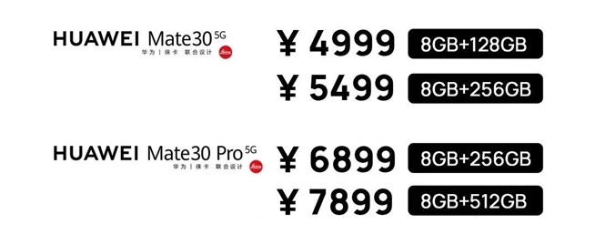 雙模5G旗艦4999元起 華為Mate30系列5G將于23日預(yù)售